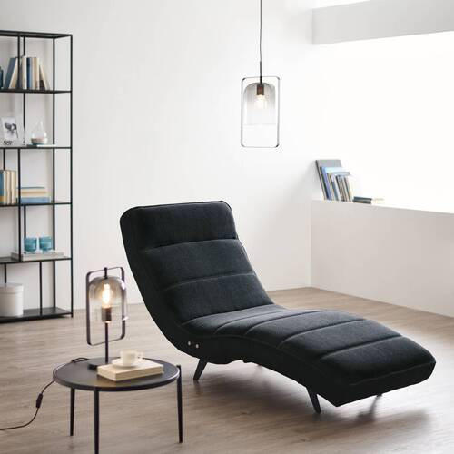 RELAXLIEGE in Webstoff Schwarz  - Schwarz, Design, Textil/Metall (78/83/168cm) - Welnova