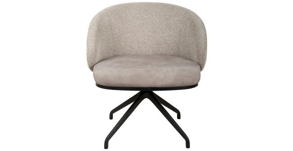ARMLEHNSTUHL  Typenauswahl, Sitzfläche 360° drehbar, automatische Rückholfunktion Chenille, Flanell  Schwarz, Taupe  - Taupe/Schwarz, Design, Textil/Metall (73/83/68cm) - Novel