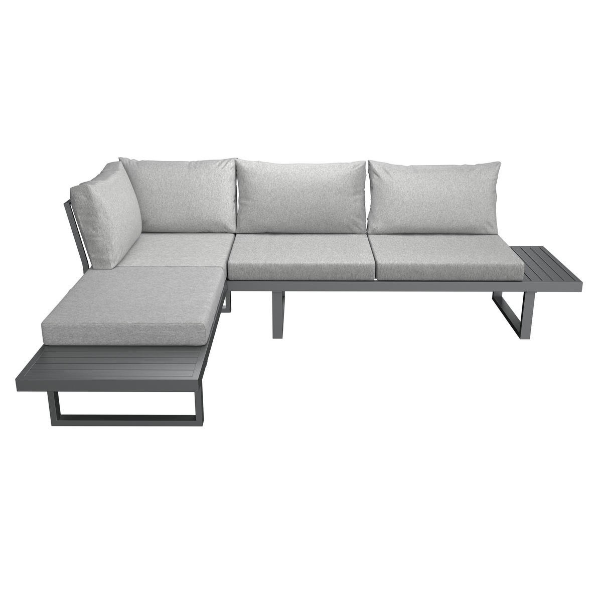 LOUNGE GARNITURA jeklo  - siva, Design, kovina (176/100/71/46/67/74,5/60,5cm) - Ambia Garden