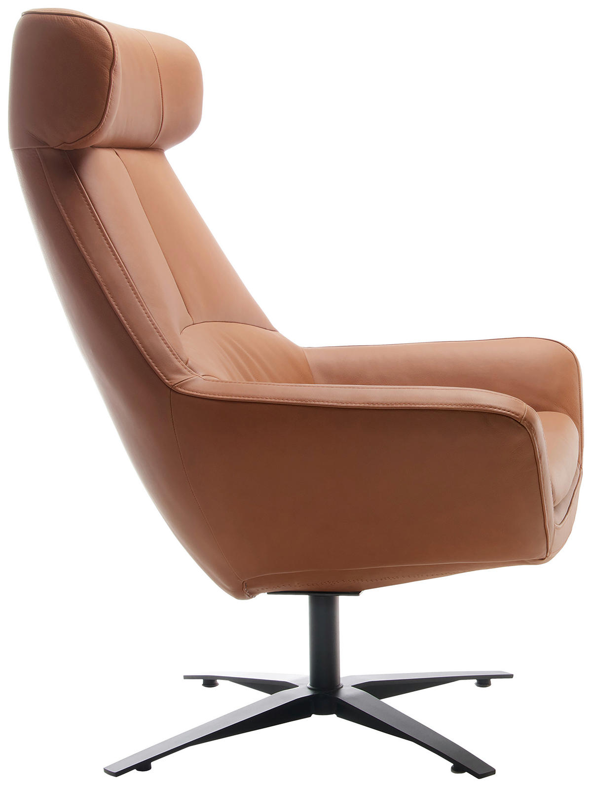 SESSEL BE ORGANIC Echtleder Cognac    - Cognac/Schwarz, MODERN, Leder/Metall (81/112/83cm) - Trendmanufaktur