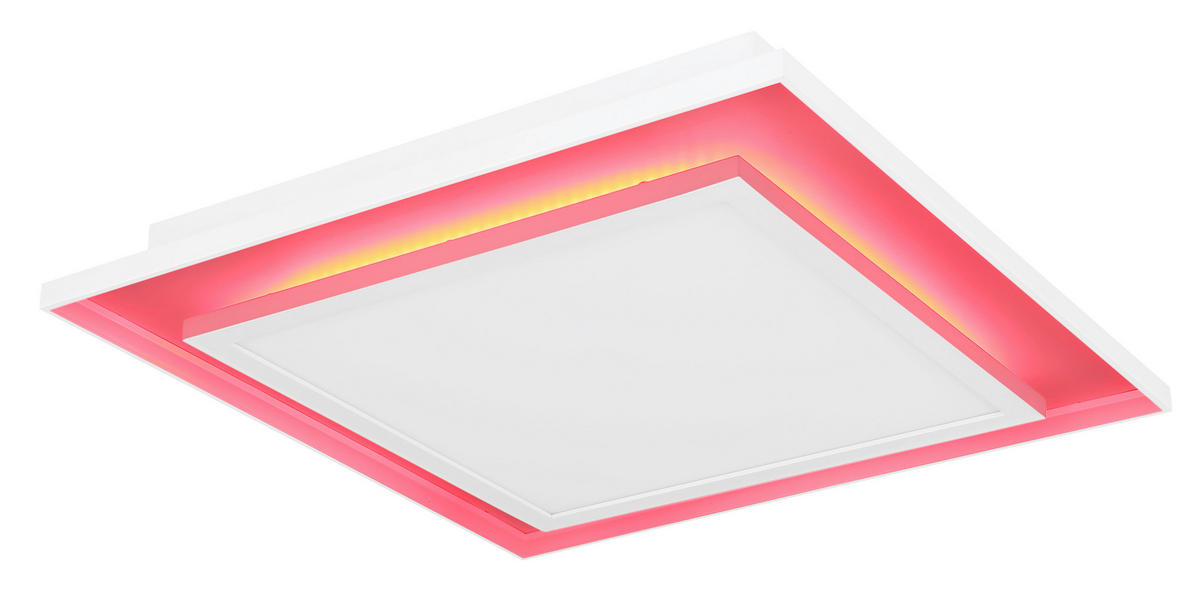 STROPNÍ LED SVÍTIDLO, 44.3/44.3/6.3 cm - bílá, Design, kov/plast (44.3/44.3/6.3cm) - Globo