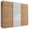 SCHWEBETÜRENSCHRANK 250/217/67 cm 3-türig Weiß, Eiche Bianco  - Eiche Bianco/Weiß, Natur, Glas/Holz (250/217/67cm) - Linea Natura