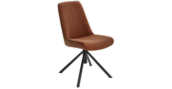 STUHL  in Eisen Flachgewebe Metall, Textil  - Rostfarben/Schwarz, Design, Textil/Metall (49/88/64cm) - Novel