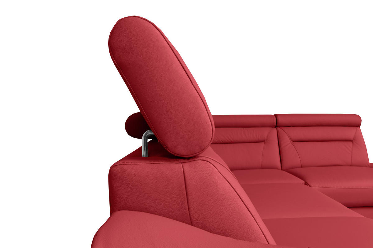 ECKSOFA  in Lederlook Echtleder Rot  - Wengefarben/Rot, Design, Leder/Holz (212/260cm) - Celina Home