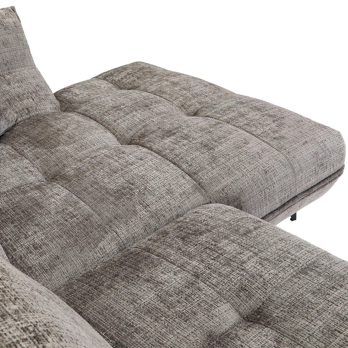 ECKSOFA Lavos Graubraun Chenille Zierkissen, Rückenkissen, Rücken echt  - Graubraun/Schwarz, Design, Textil/Metall (296/185cm) - Lomoco