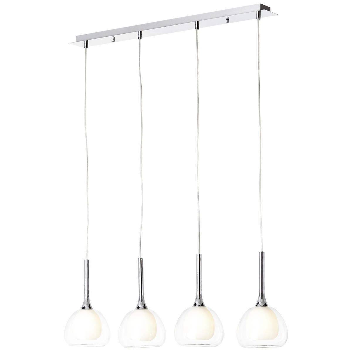 HÄNGELEUCHTE 91/120 cm  - Chromfarben/Weiß, KONVENTIONELL, Glas/Metall (91/120cm)