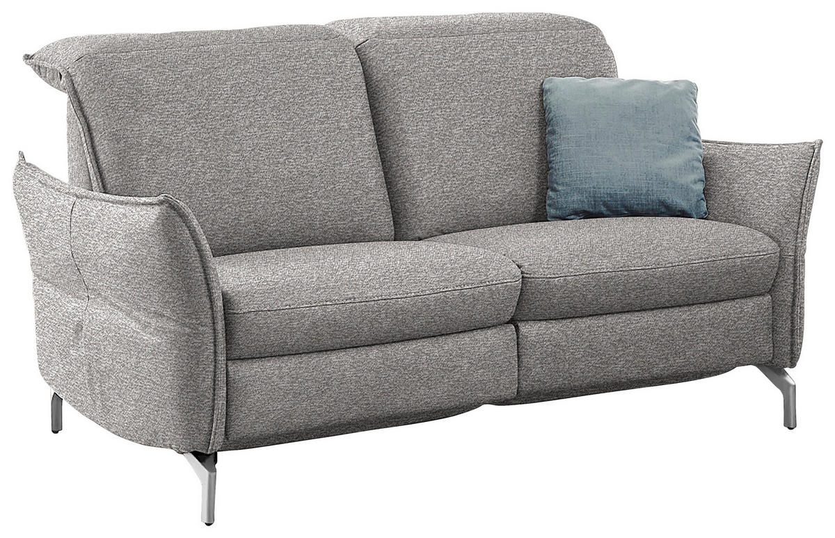 2,5-SITZER in Chenille Grau, Weiss  - Weiss/Grau, Modern, Textil/Metall (185/89/109cm) - Livetastic