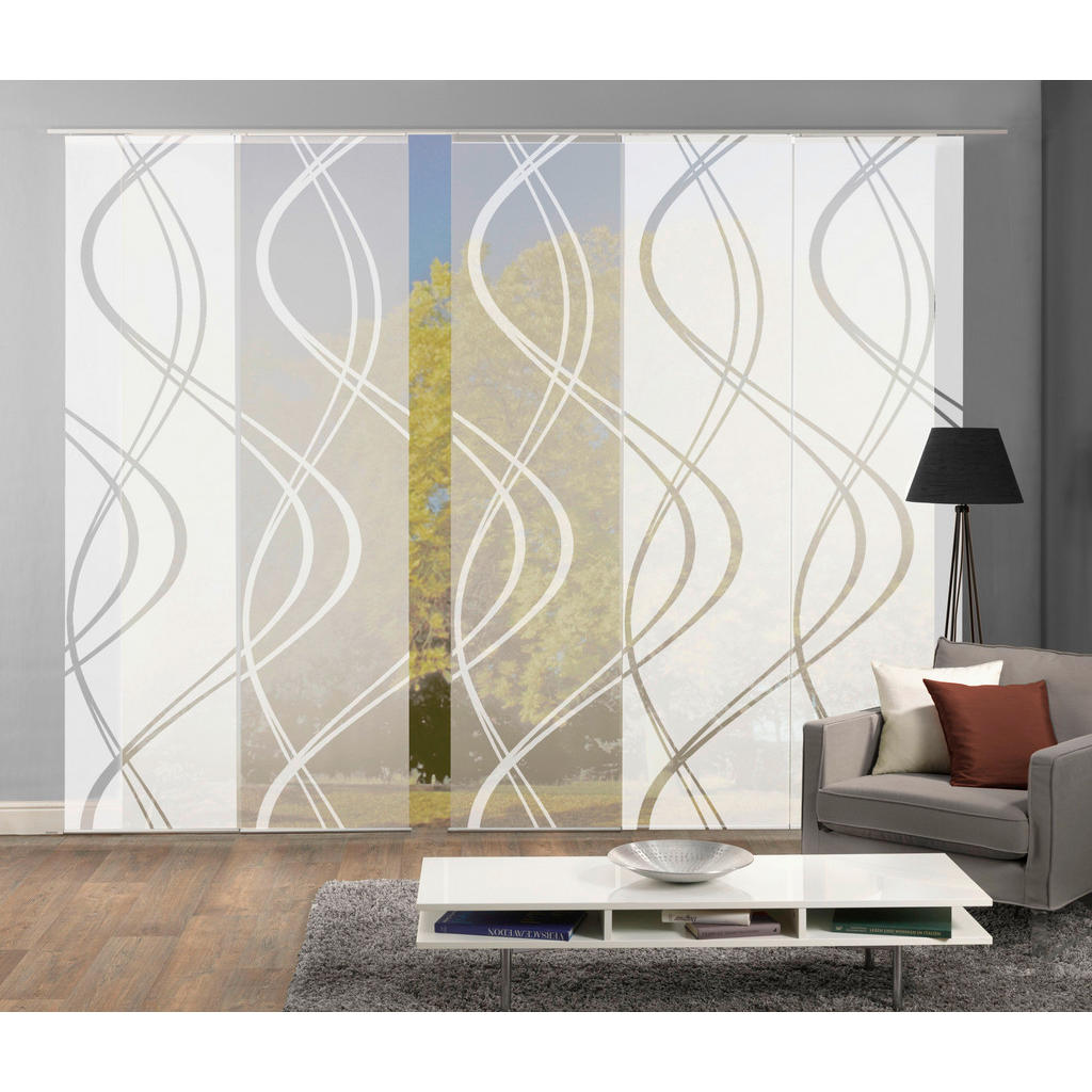 Flächenvorhang 5-Tlg. Tiberio B: 60 cm, Weiß Halbtransparent