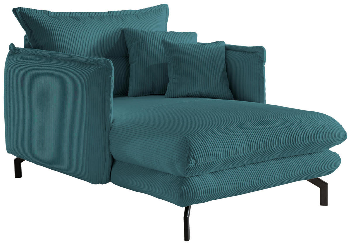 XXL-SESSEL Cord Petrol    - Petrol/Schwarz, MODERN, Textil/Metall (111/101/167cm) - Livetastic