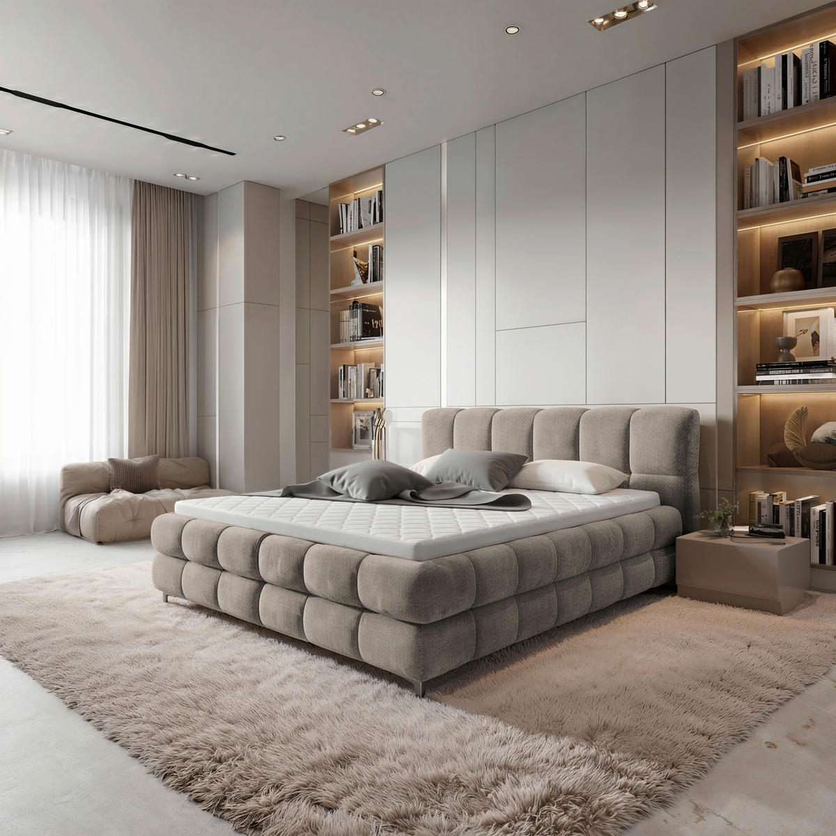 BOXBETT 160/200 cm  in Silberfarben  - Silberfarben/Schwarz, Design, Textil/Metall (160/200cm) - Ti'me