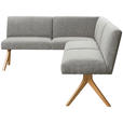 ECKBANK 172/218 cm Webstoff Hellgrau Eiche vollmassiv   - Eichefarben/Hellgrau, KONVENTIONELL, Holz/Textil (172/218cm) - Linea Natura