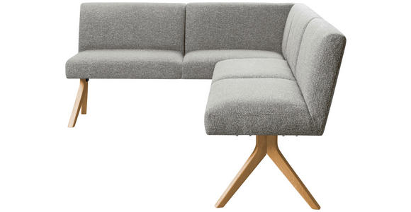 ECKBANK 172/218 cm Webstoff Hellgrau Eiche vollmassiv   - Eichefarben/Hellgrau, KONVENTIONELL, Holz/Textil (172/218cm) - Linea Natura
