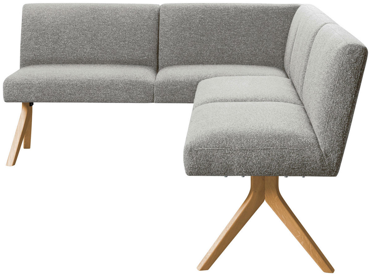 ECKBANK 172/218 cm Webstoff Hellgrau Eiche vollmassiv   - Eichefarben/Hellgrau, KONVENTIONELL, Holz/Textil (172/218cm) - Linea Natura