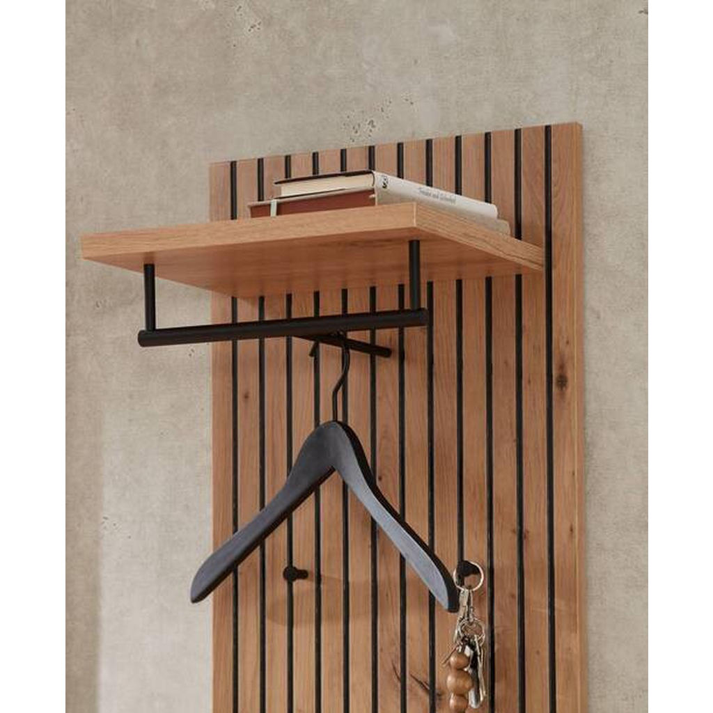 Thumbnail - Voleo Garderobenpaneel, Eiche Artisan, Holzwerkstoff, 42x151x30 cm, Hutablage, Kleiderstange, Garderobe, Garderobenpanee...