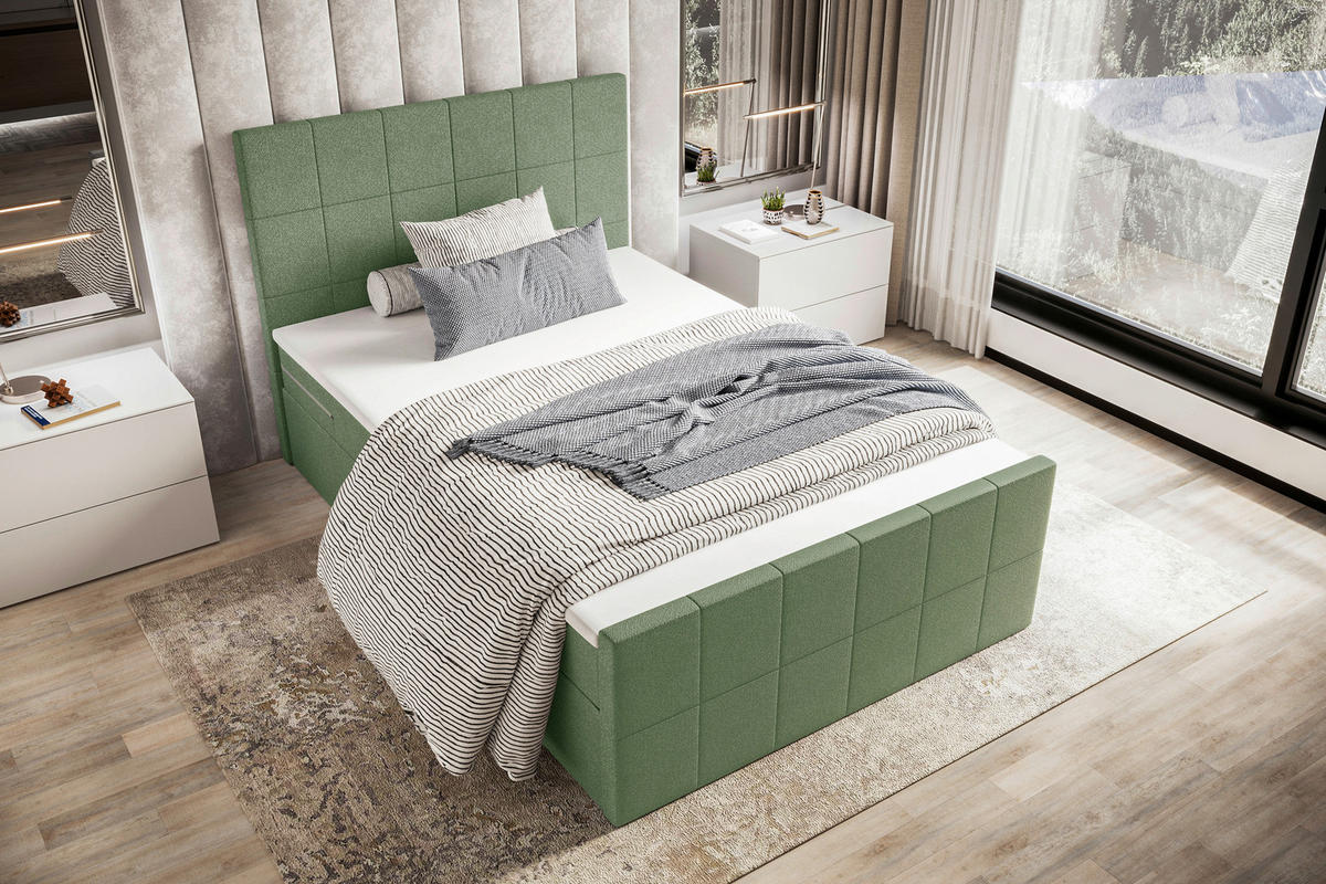 BOXBETT 140/200 cm  in Grün  - Grün, KONVENTIONELL, Kunststoff/Textil (140/200cm) - Boxxx