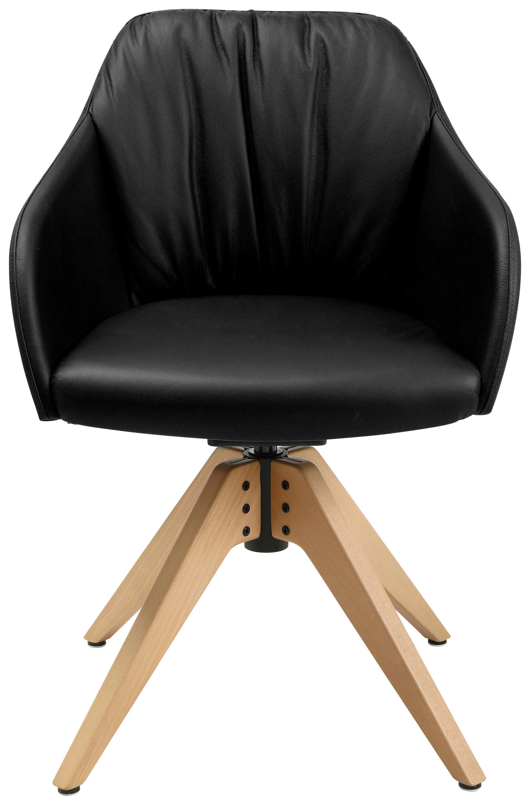 ARMLEHNSTUHL  in Echtleder pigmentiert  - Eichefarben/Schwarz, Design, Leder/Holz (58/82,5-85,2/60cm) - Johann Jakob