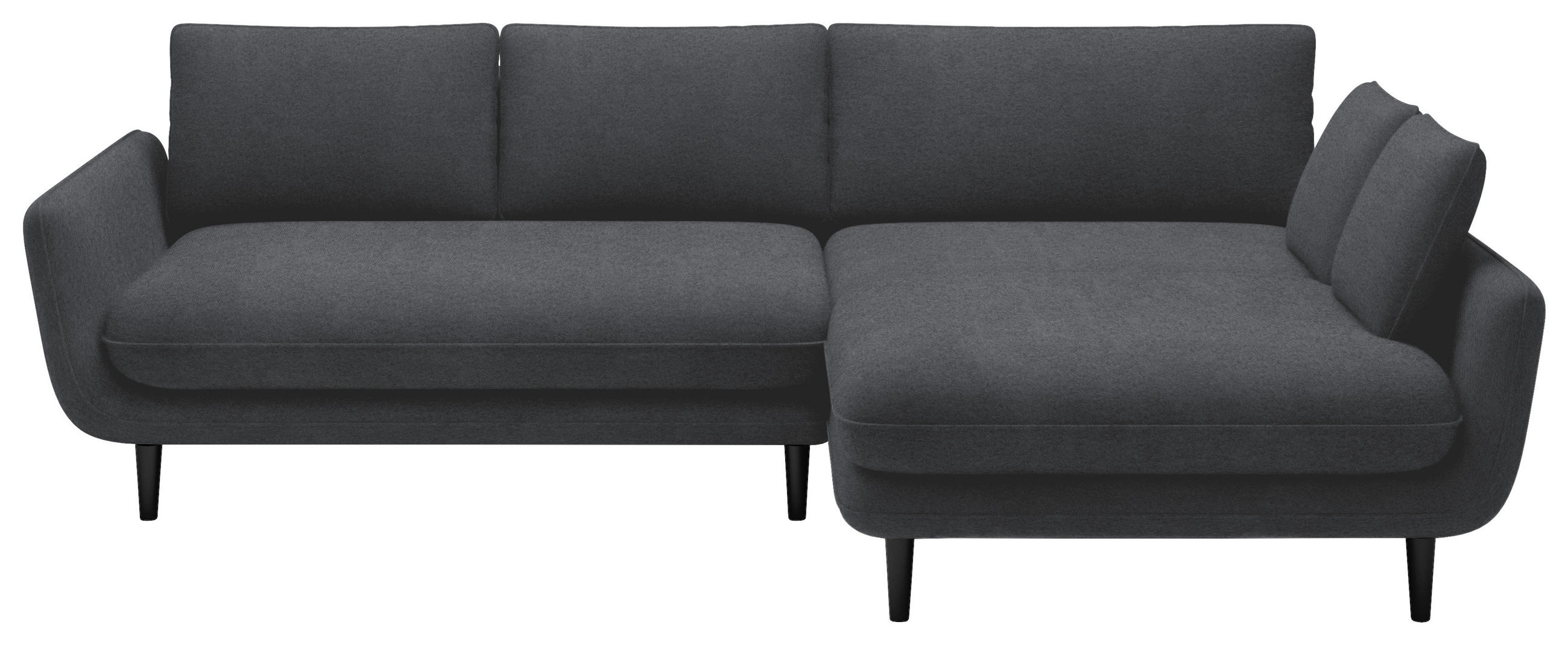 ECKSOFA in Velours Dunkelgrau  - Dunkelgrau/Schwarz, Design, Holz/Textil (260/167cm) - Welnova