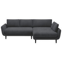 ECKSOFA in Velours Dunkelgrau  - Dunkelgrau/Schwarz, Design, Holz/Textil (260/167cm) - Welnova