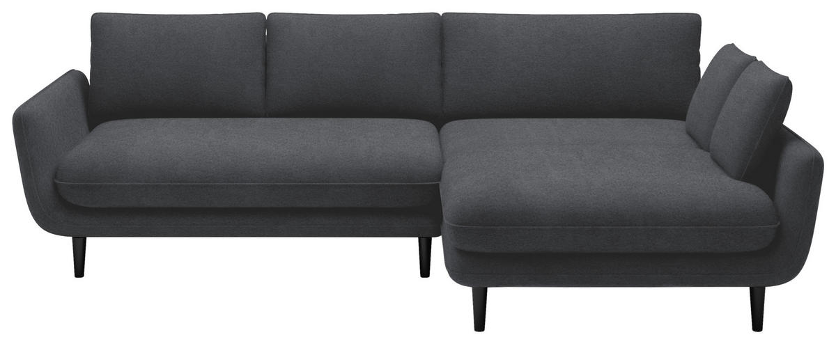ECKSOFA in Velours Dunkelgrau  - Dunkelgrau/Schwarz, Design, Holz/Textil (260/167cm) - Welnova