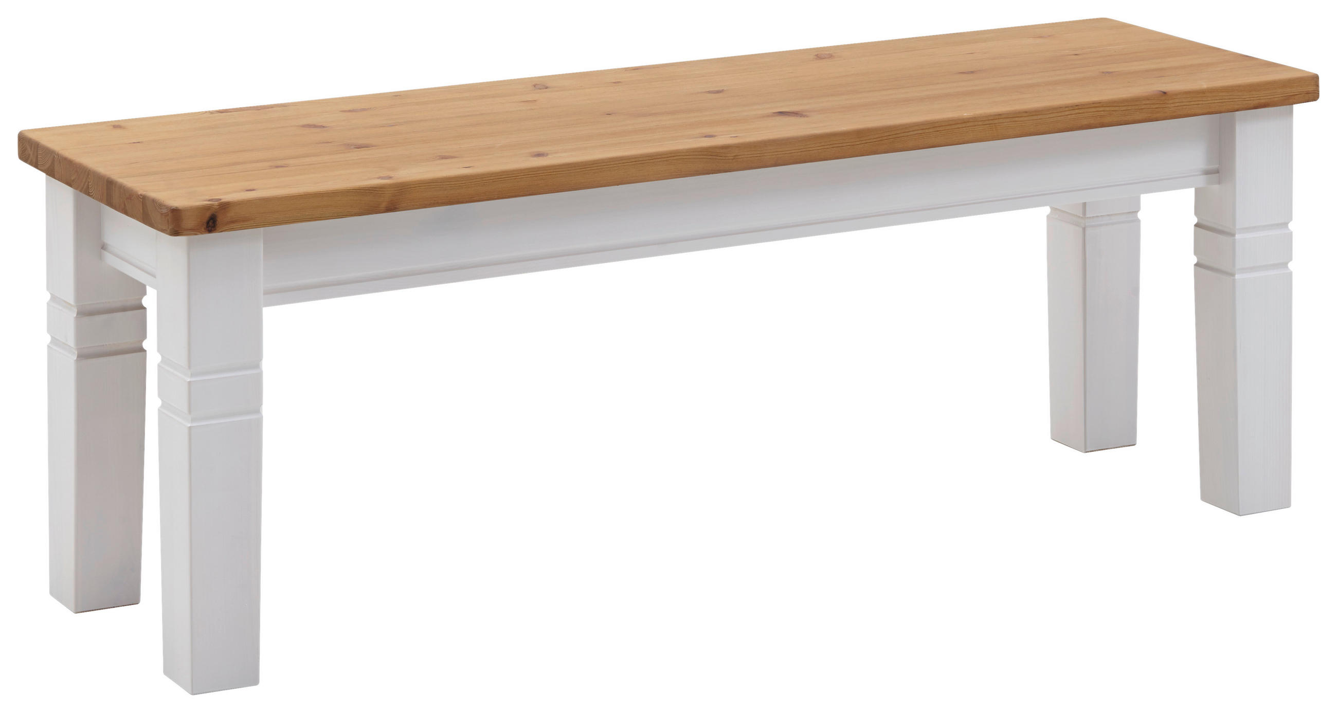 SITZBANK 130/46/40 cm Weiß, Laugenfarbig Kiefer massiv  - Laugenfarbig/Weiß, ROMANTIK / LANDHAUS, Holz (130/46/40cm) - Boxxx