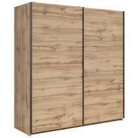 SCHWEBETÜRENSCHRANK  in Eiche Wotan, 2 Tür(en)  - Anthrazit/Eiche Wotan, MODERN, Holzwerkstoff/Metall (183/195,5/60cm) - Livetastic