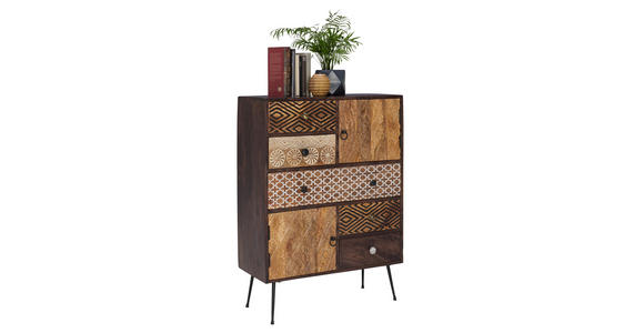 KOMMODE  in 80/108/35 cm  - Dunkelbraun/Messingfarben, LIFESTYLE, Holz/Metall (80/108/35cm) - Landscape