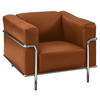 SESSEL in Echtleder Braun  - Chromfarben/Braun, Design, Leder/Metall (91/67/96cm) - Johann Jakob