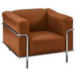 SESSEL in Echtleder Braun  - Chromfarben/Braun, Design, Leder/Metall (91/67/96cm) - Johann Jakob