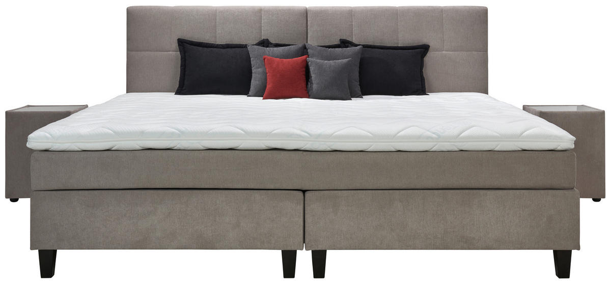 BOXSPRINGBETT 240/200 cm  in Beige  - Wengefarben/Beige, Trend, Holz/Textil (240/200cm) - Esposa