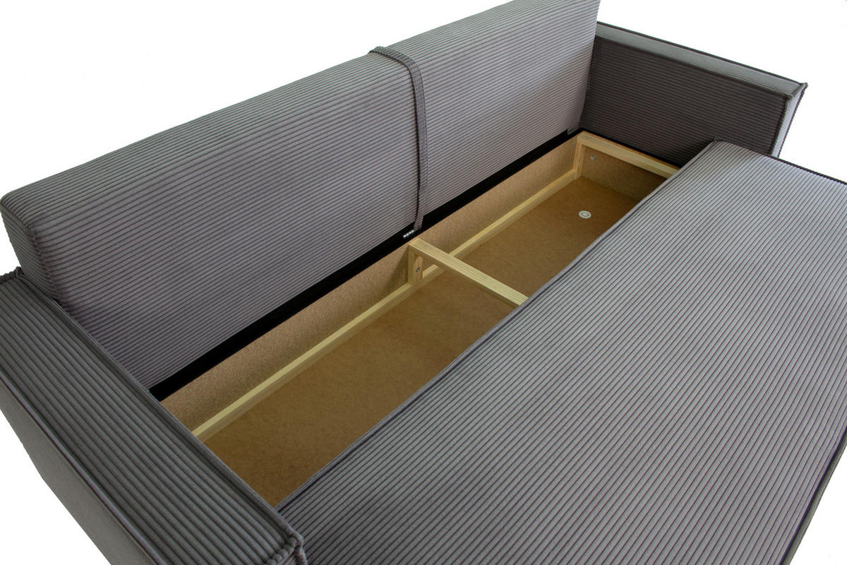 SCHLAFSOFA  mit Rücken echt, Armteil links, Armteil rechts Cord Anthrazit  - Anthrazit/Schwarz, Design, Textil (232/85/92cm) - Xora