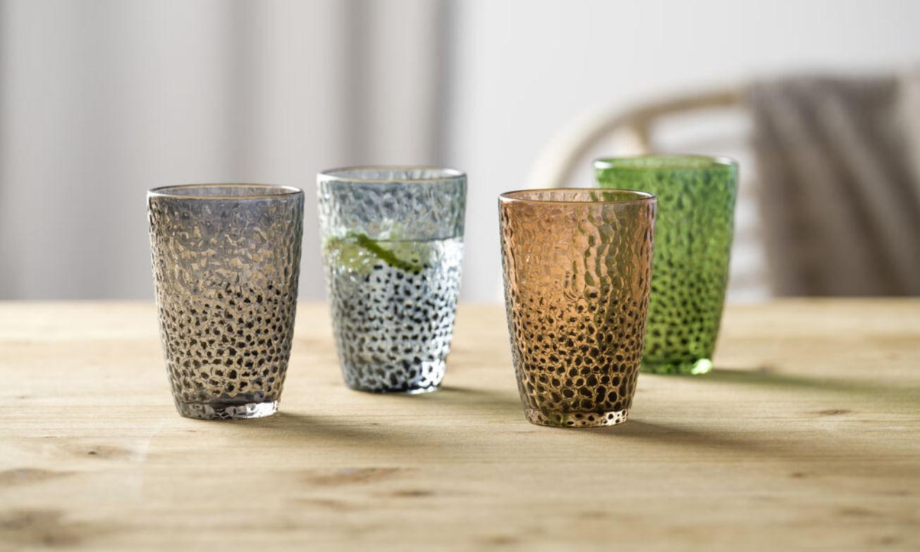 POHÁR 340 ml  - kék, Natur, Üveg (340ml) - Leonardo