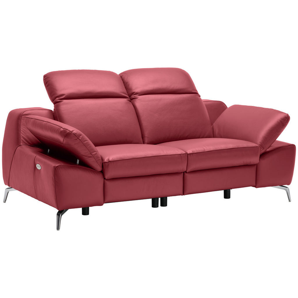 Thumbnail - Celina Home 2-Sitzer-Sofa, Rot, Leder, Echtleder, Rindleder, Spaltleder, 194x83-99x110 cm, Made in EU, Fußauswahl, Leder...