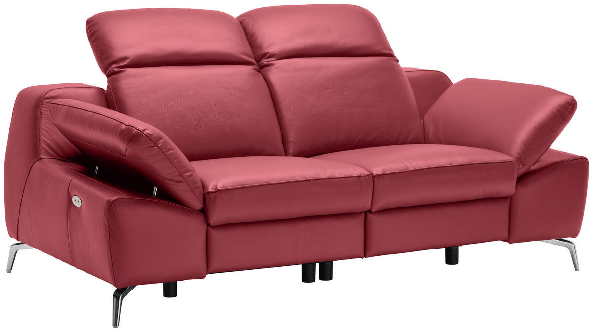 KÉTÜLÉSES KANAPÉ bőr piros  - krómszínű/fekete, Design, műanyag/bőr (194/83-99/110cm) - Celina Home