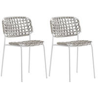 GARTENSTUHL-SET Weiß, Sandfarben  - Sandfarben/Weiß, Design, Textil/Metall (47/81/55,5cm) - Connubia 