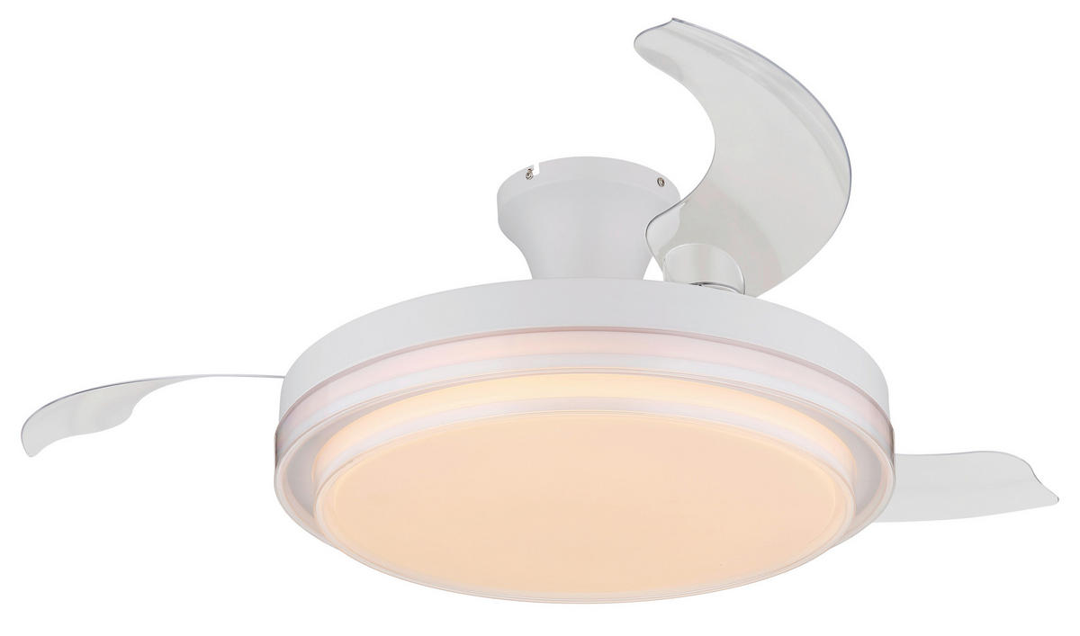 STROPNÍ VENTILÁTOR, 106,6/27,5 cm  - bílá/čiré, Konvenční, kov/plast (106,6/27,5cm) - Globo
