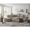 ECKSOFA Creme Mikrovelours  - Creme/Schwarz, KONVENTIONELL, Kunststoff/Textil (217/265cm) - Carryhome