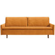 SCHLAFSOFA Flachgewebe Currygelb  - Currygelb/Eichefarben, KONVENTIONELL, Holz/Textil (220/85/98cm) - Carryhome