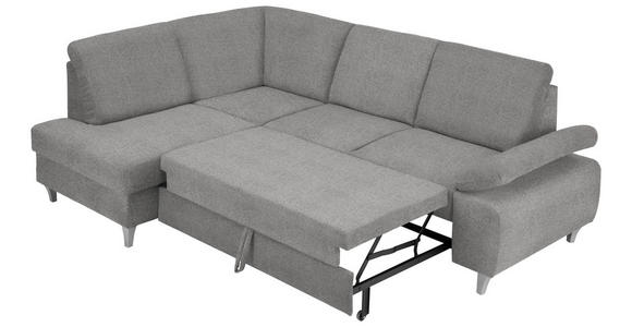 ECKSOFA in Flachgewebe Grau  - Silberfarben/Grau, KONVENTIONELL, Holz/Textil (186/255cm) - Cantus