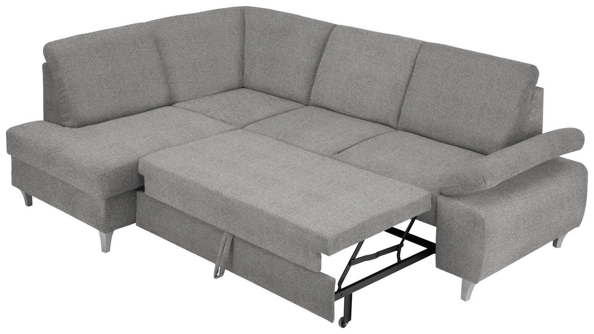 ECKSOFA in Flachgewebe Grau  - Silberfarben/Grau, Konventionell, Holz/Textil (186/255cm) - Cantus