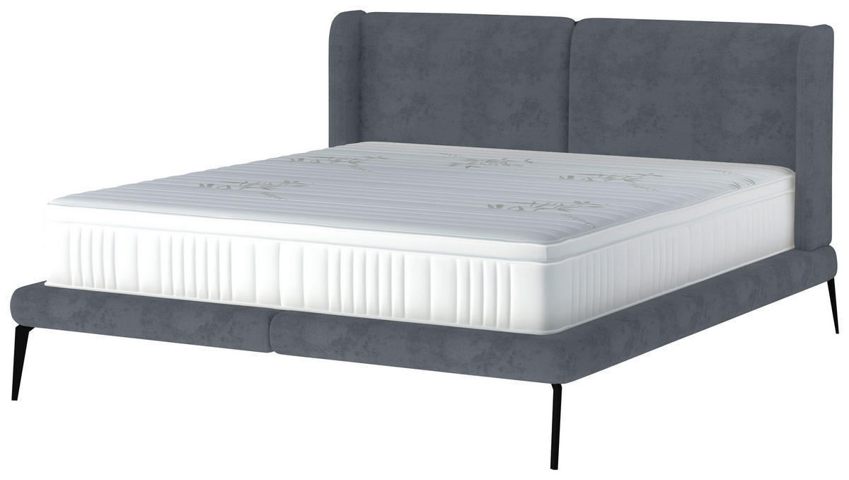Polsterbett inkl. Matratze 180/200 cm  in Hellgrau  - Creme/Hellgrau, MODERN, Textil/Metall (180/200cm) - Livetastic