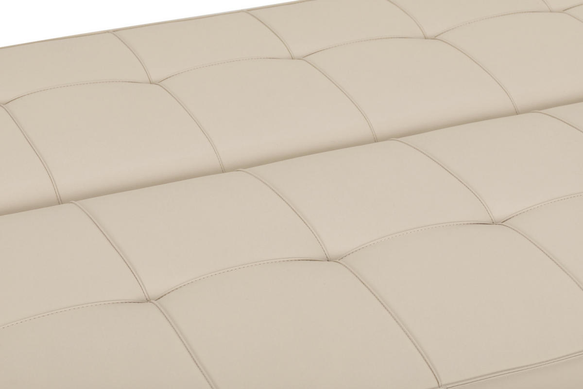 SCHLAFSOFA Lederlook Creme  - Silberfarben/Creme, Basics, Textil/Metall (179/74/91cm) - P & B