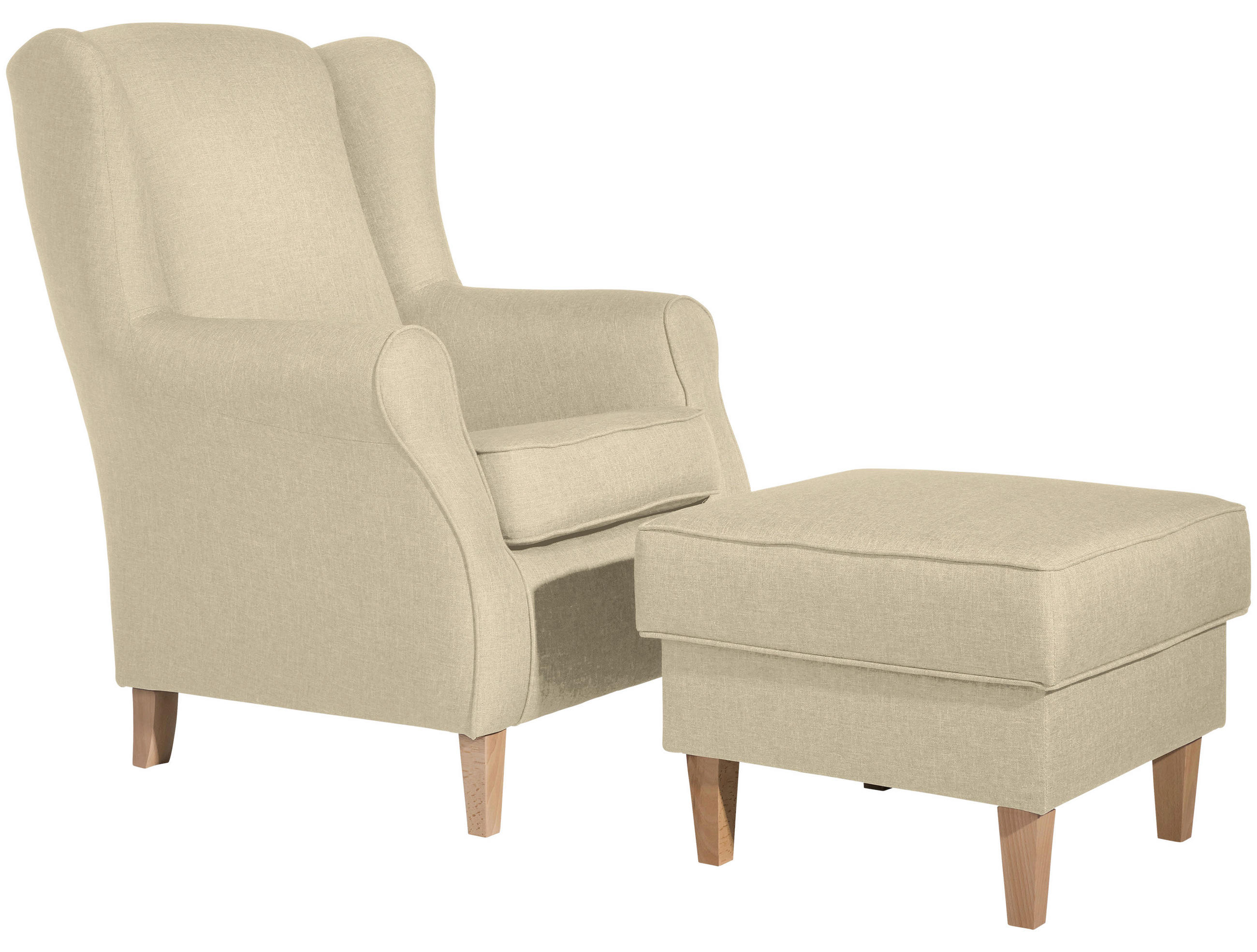 HOCKER in Textil Beige  - Beige/Buchefarben, Modern, Textil (53/53/45cm) - Max Winzer