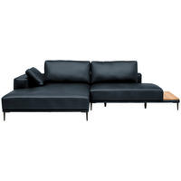 ECKSOFA Echtleder Dunkelblau  - Schwarz/Dunkelblau, Design, Leder/Metall (201/304cm) - Belluti