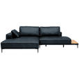 ECKSOFA  in Echtleder Dunkelblau  201/304 cm  - Schwarz/Dunkelblau, Design, Leder/Metall (201/304cm) - Belluti