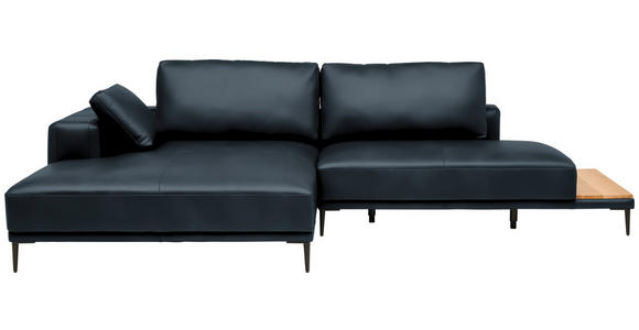 ECKSOFA  in Echtleder Dunkelblau  201/304 cm  - Schwarz/Dunkelblau, Design, Leder/Metall (201/304cm) - Belluti