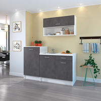 MINIKUCHYŇA G-SMART 160 - sivá/biela, Design, kompozitné drevo/plast (160cm) - P & B