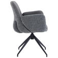 ARMLEHNSTUHL  Sitzfläche 360° drehbar, automatische Rückholfunktion Leinenoptik Echtleder  - Anthrazit/Schwarz, Design, Leder/Textil (60/85/62cm) - Dieter Knoll