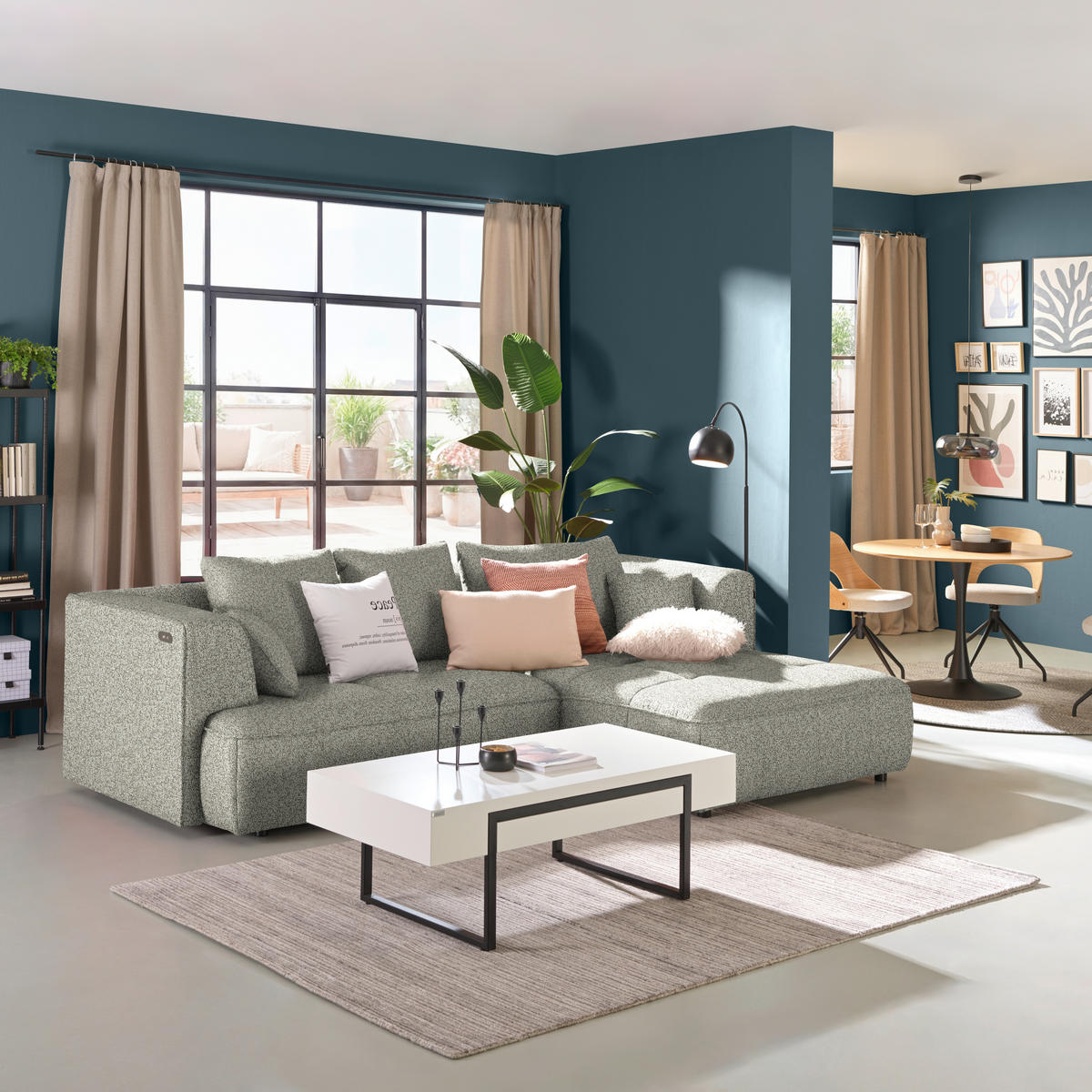 ECKSOFA  in Webstoff Hellgrau  288/188 cm  - Hellgrau/Schwarz, Design, Kunststoff/Textil (288/188cm) - Welnova