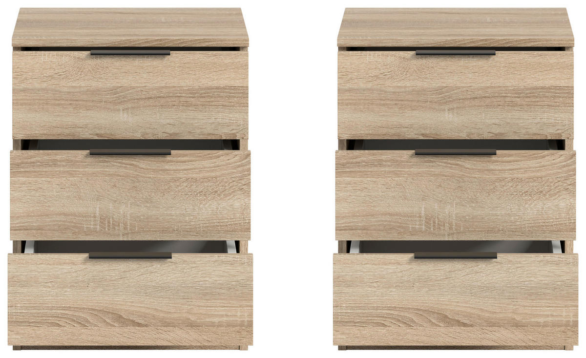 NACHTSCHRANKSET 45/60/40 cm  - Schwarz/Sonoma Eiche, MODERN, Holzwerkstoff/Kunststoff (45/60/40cm) - MID.YOU