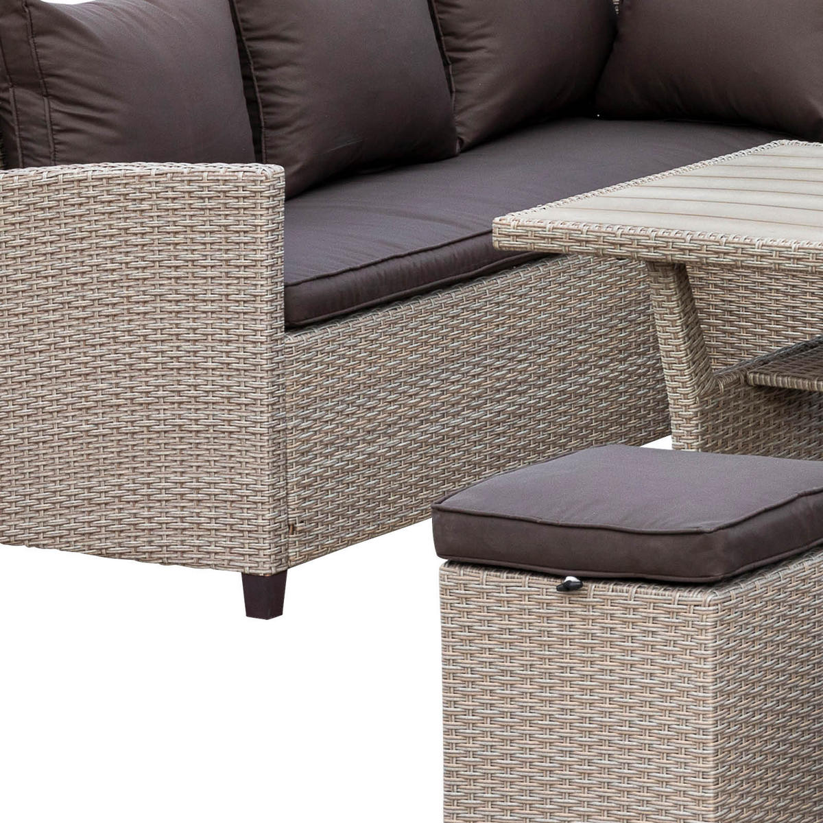 TERASOVÁ SEDACIA SÚPRAVA 18-dielne, kov, plast, textil - prírodná farba/tmavohnedá, Konventionell, kov/textil (239/170cm) - Gardenson
